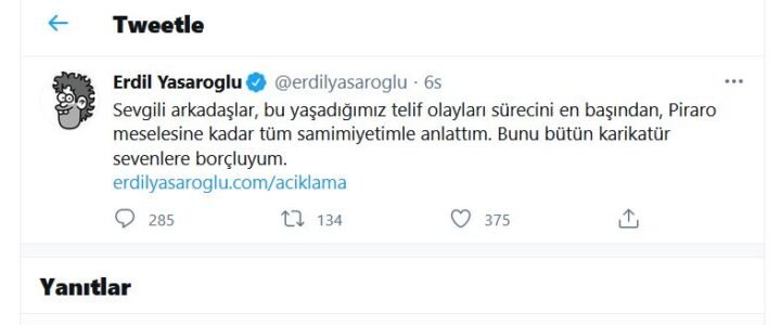 Erdil Yaşaroğlu telif açıklama