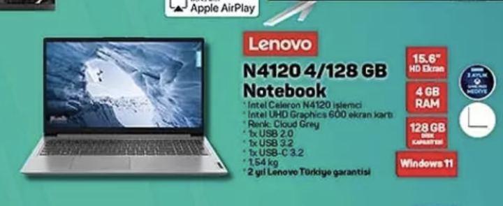 Lenovo N4120 4/128 GB Notebook